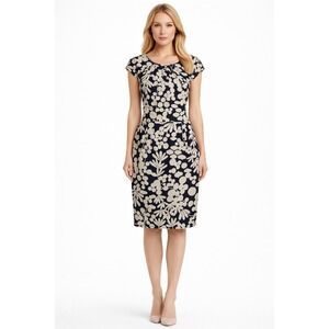 Boden Olivia Shift Easter Dress SZ 14 Long British Fitted Mod Floral